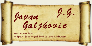 Jovan Galjković vizit kartica